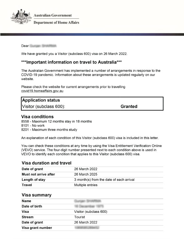 australia tourist visa mumbai